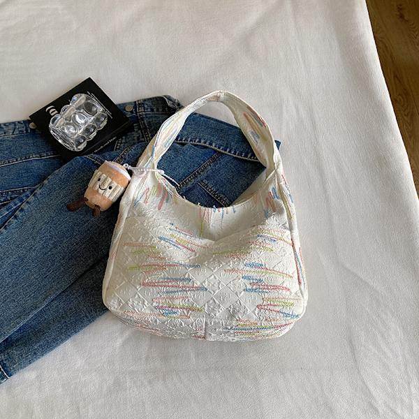 Sommar Stor Väska Dam 2024 Nytt Mode Populär En Axel Väska Stor Kapacitet Klass Pendling Crossbody Dumpling Väskan Gul Med Hänge
