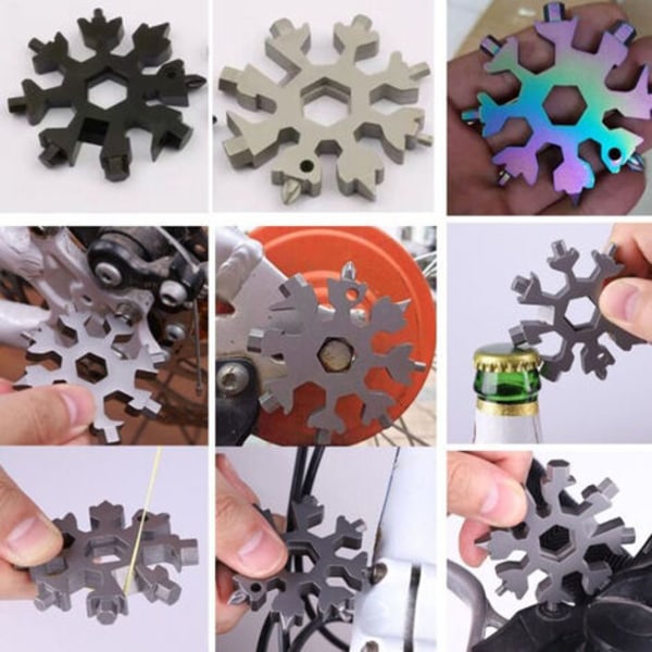 2ST Snowflake Multitool 18 i 1 Bärbart rostfritt stål All Purpose Tool för dagliga resor Camping Adventure Daily Tool