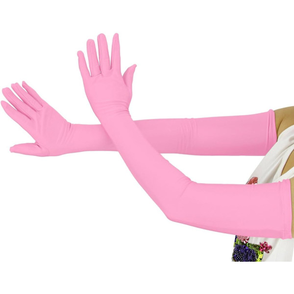 20,1 tuuman pitkät venyvät spandex-oopperakäsineet, kyynärpään yli (musta) Pink Large