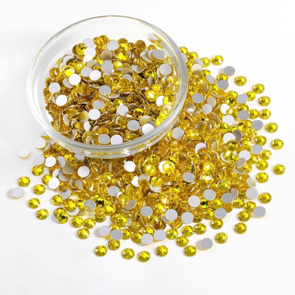 14400 stk Sitronfarget Flatback Rhinestones for DIY Håndverk, SS6, 1,9-2,1 mm Citrine/Lemon Yellow SS6/14400pcs