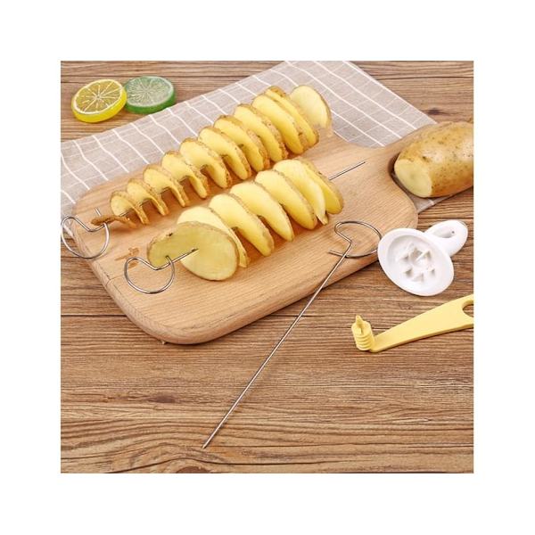 2 Set Spiralpotatisskärare Manuell Skivare med 4 Rostfria Stål