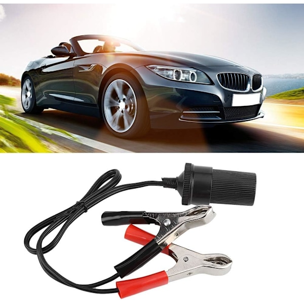 Sigarett-tenneradapter, 12V bilbatteriklemme på adapter Sigarettuttak Tenner Reiselader