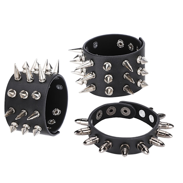 3 st Punk Nitar Rivet Armband Personlig Armband Manschett Retro Metall Armband