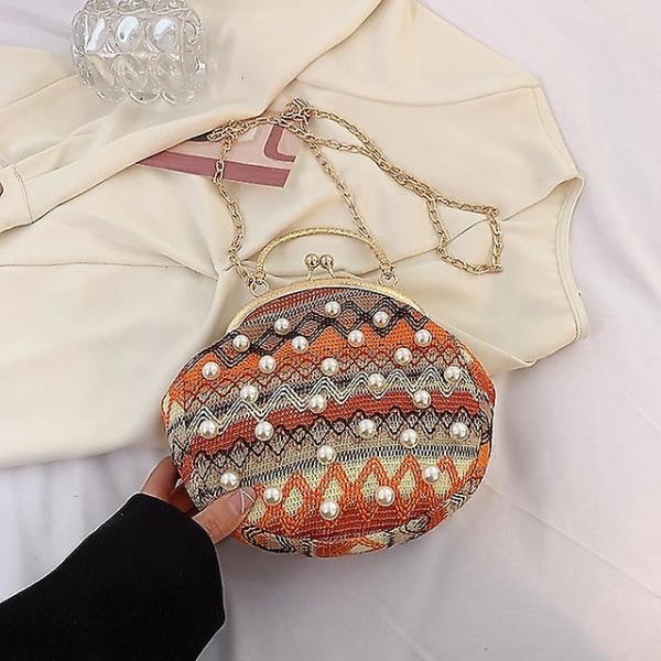 Kvinnors kvällsväska Top Handtag Bag Canvas Daily Going Out Pearls Vintage Khaki