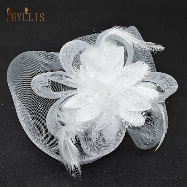 JM02 Hvit Svart Brud Fascinator Fuglebur Slør Bryllupshatt Kort Brudeslør Sjarmerende Kvelds Blusher Slør Brudehodeplagg White