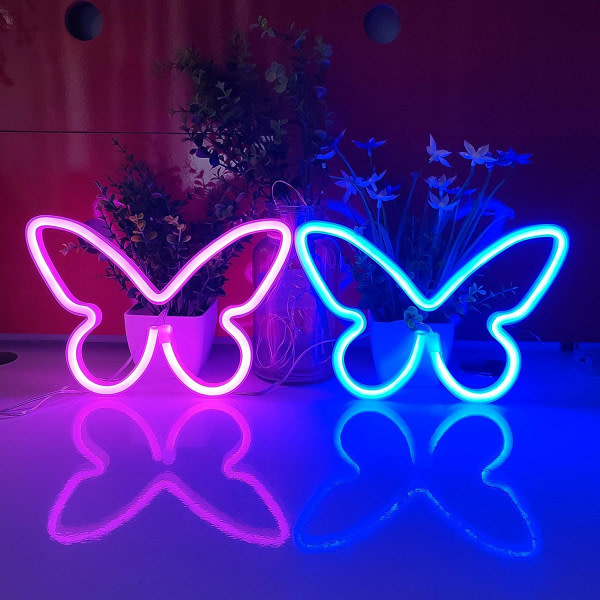 CQBB USB eller 3-AA batteridrivna neon LED-lampor för bordsdekoration, flickor i sovrum, väggdekor, barnfödelsedag, bröllopsfesttillbehör (blå)