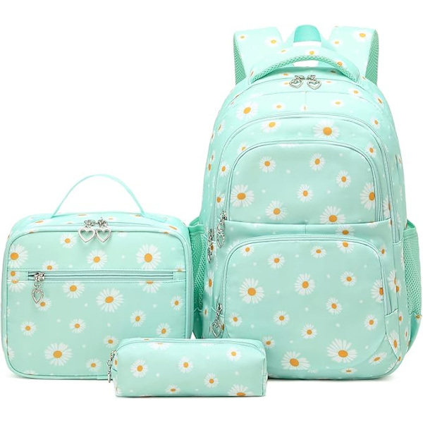 Daisy Prints Set med lunchpaket Skolväska för tonåring G