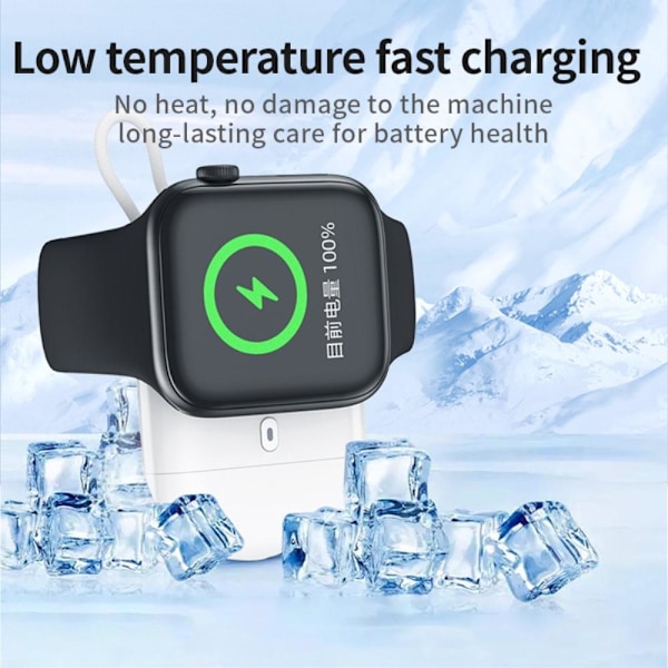 Qi Langaton Varavirtalähde Apple Watch Series 7/6/5/4/3/2/1 2580mAh Black Svart