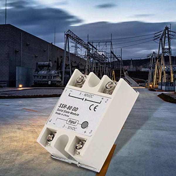 SSR-80DD 3-32VDC till 5-60VDC 80A utström DC-AC Solid State Relay SSR-modul för industriell automatiseringsprocess (1 st) 1Pc