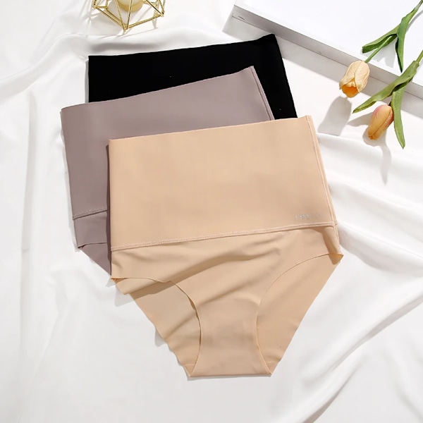 Sömlösa högmidja underkläder Damtrosor Magkontrollbyxor Sexig Stor storlek Andas Slimming Butt Lifter Underkläder S-XL Black M
