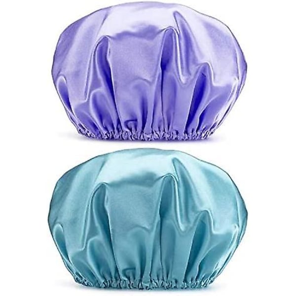 32 cm stora duschmössor 2 st Återanvändbar elegant cap för kvinnor dubbellager cap