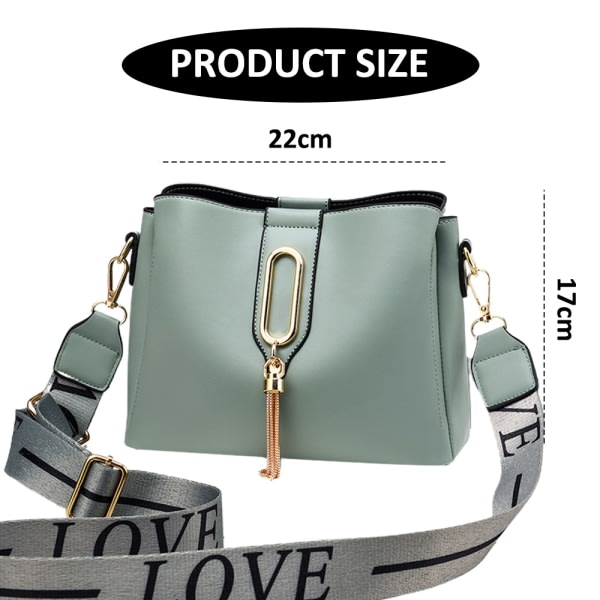 CQBB Ny PU bucket bag med bred axelrem dam green