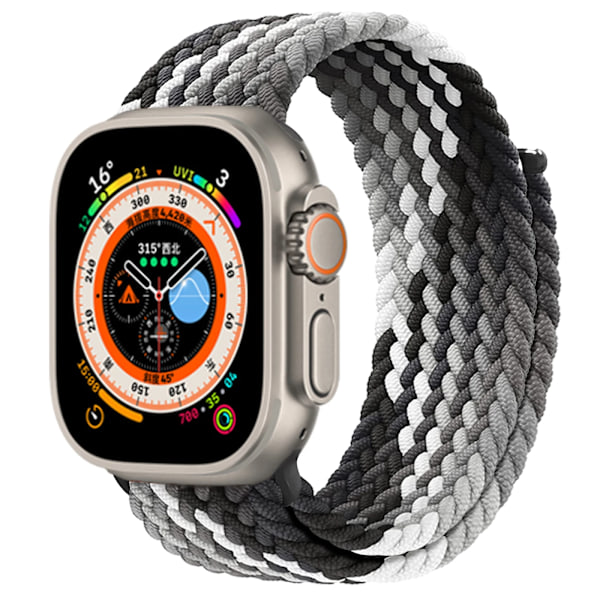 Punottu Solo Loop Apple Watch -ranneke 40 mm 44 mm 49 mm 45 mm 41 mm 38 mm 42 mm Elastinen iWatch-ranneke sarjoille 9 8 7 se Ultra 2 Musta älykäs L-koko