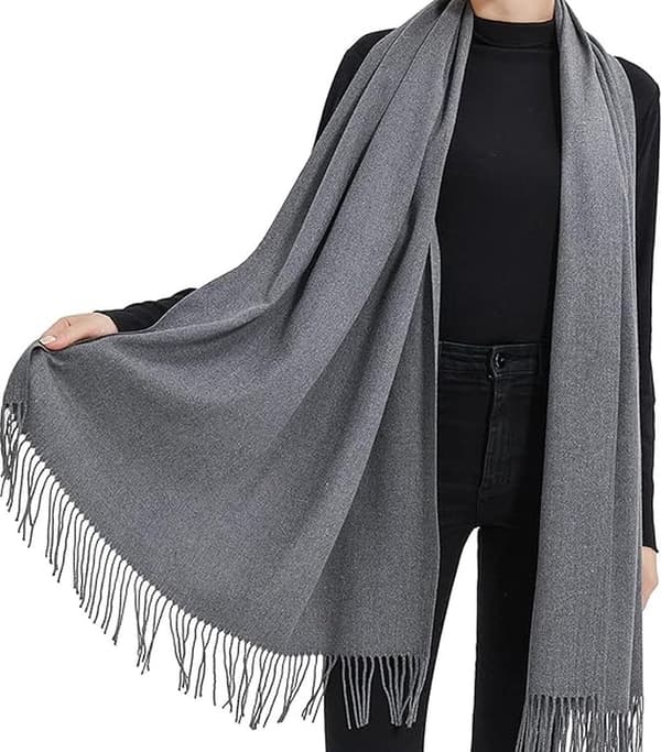 Damvinterhalsduk - extra lång halsduk/sjal - 200*60cm - mörkgrå - Hög kvalitet