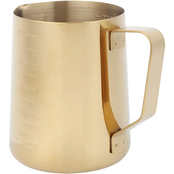 Rustfrit Stål Mælkeskumningskop Krus med Skala til Hjem Latte Art Kaffetilbehør Caféer Guld 600ML (600ML (med vægt)) 600ML (med våg)