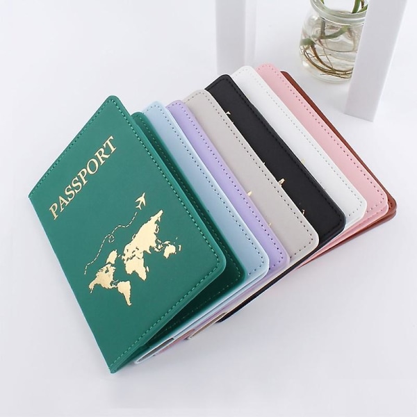 Enkelt mode cover tunt smalt resepasshållare plånbokspresent PU läderkort & ID-hållare Case Cover Unisex，Vit
