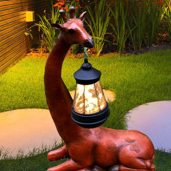 Solljus dyreskulptur \2013 giraff skulptur | morsomme utendørsdekorasjoner | harpiks opplyst hagepynt | kreativ bakgård aksent Liggande