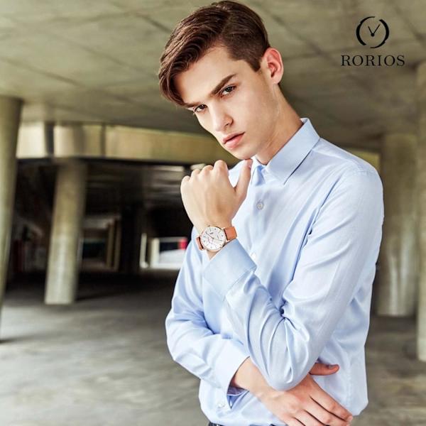 Herrarmbandsur Vattentätt Analog Kvartsur för Män Casual Luminous Watch Enkel Design Armbandsur Datumkalender Klockor, Vit Brun, L
