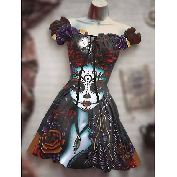 Halloween-kjole til kvinder, festlig vintage-kjole, elegant A-linjekjole, cocktailkjoler, gotisk kjole, stil 8 style 8 4XL
