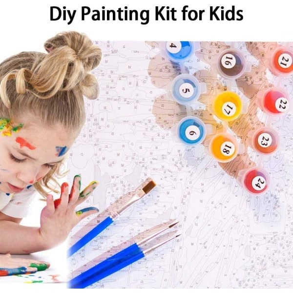 Paint By Numbers Kit DIY Canvas Oljemålning Kit för barn, vuxna SQBB