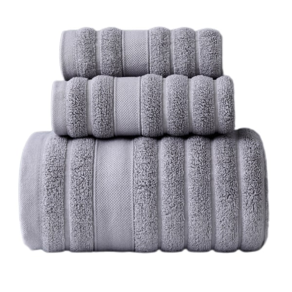 CQBB Badhandduksset i bomull - Tjockt och absorberande 3-delat badrum Grey