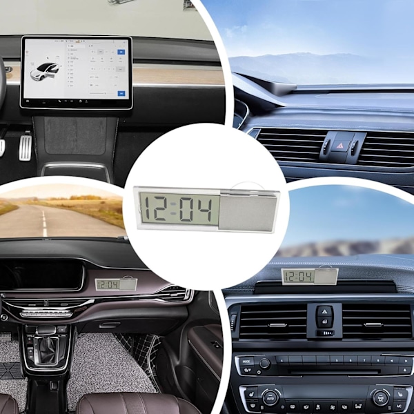 Digital Bilinstrumentbräda Klocka med Sugkopp, Batteridriven Temperaturvisning