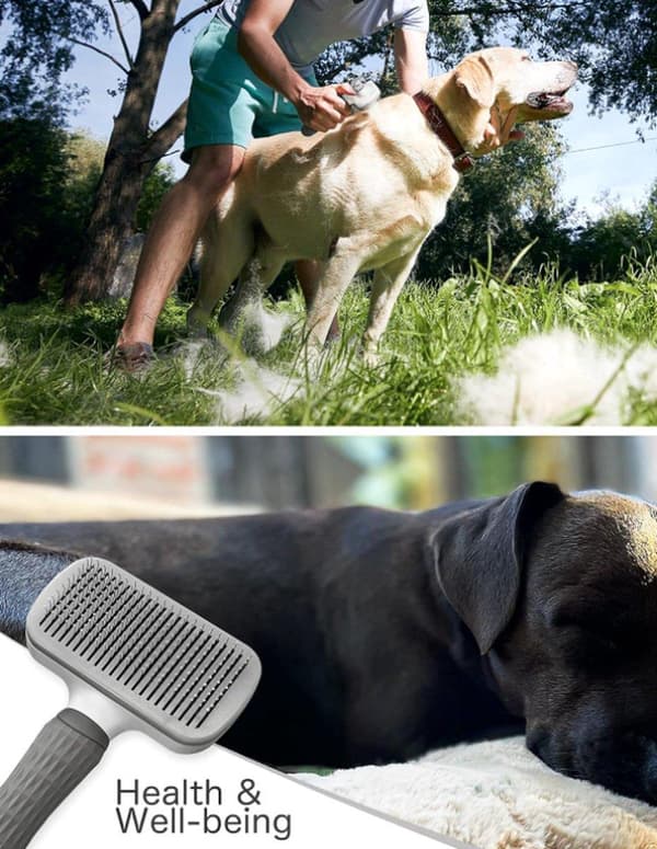 Selvrensende Slicker-børste - Til Hund & Kat - Langt/Kort Hår (grå)