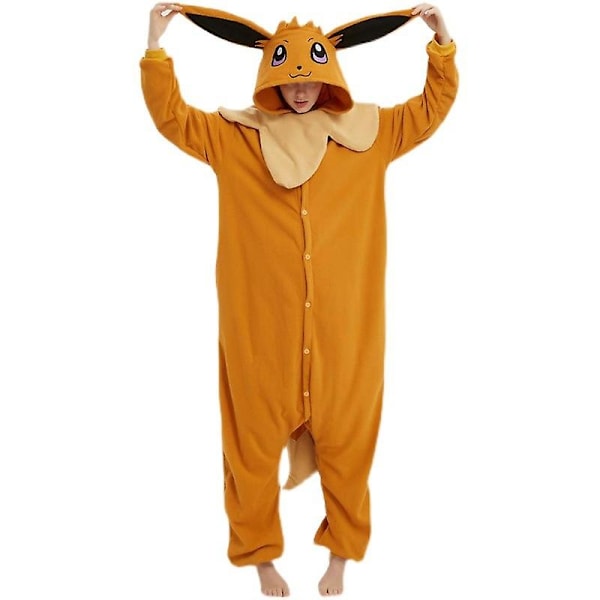 Eevee Kostym Helkroppspyjamas Halloween Karneval Kigurumi Overall för Män Kvinnor M