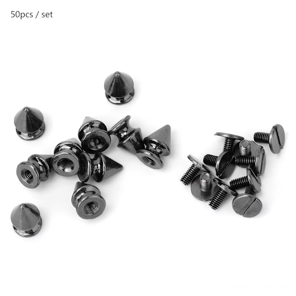 50 stk 8*12 mm Fashion Metal Bullet Rivet Spikes & Cone Studs for Lær DIY Tilbehør (Svart)