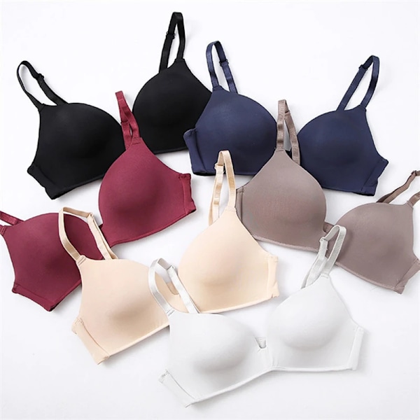 Ice Silk BH för kvinnor Komfort Trådlös Samla Sexiga Underkläder för kvinnor Push Up Enkel Underkläder Sömlös BH BH Bralette Beige 32AB