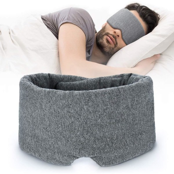 Sovmask i 100 % handgjord bomull mörkläggning, bekväm andningsbar ögonmask för att sova Justerbar SQBB