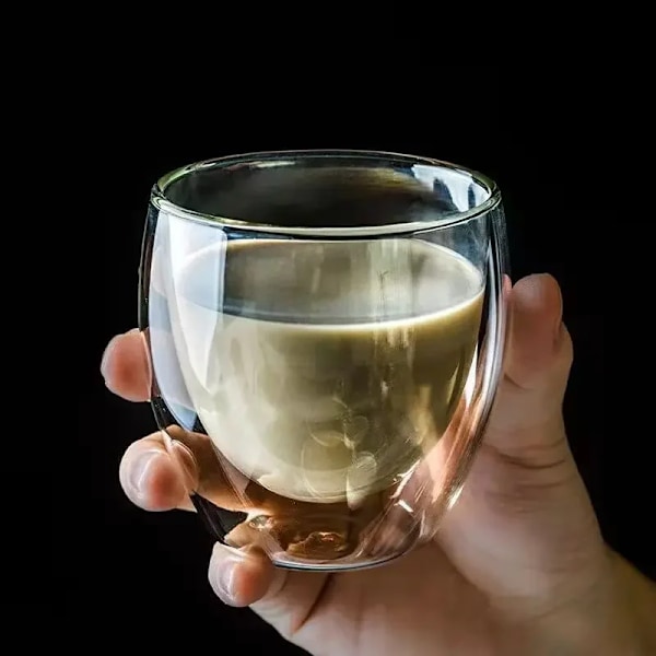 80ml dobbeltvegget glasskopp 2/12ST Transparent håndlaget varmebestandig tedrikkesett Espresso kaffe Melkemugger Gave 5stk 80ml Som vist