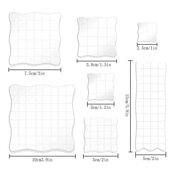 CQBB Stämpelblock med rutnät och grepp, akrylklara stämplingsblock