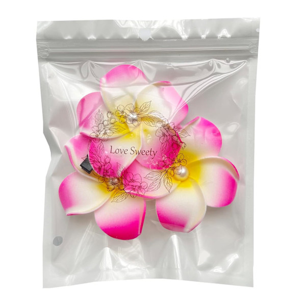 2 stk. Hawaii Plumeria Hårklipp for Strandfest (Peach) 1#P Peach