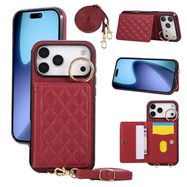 iPhone 17 Crossbody Plånboksfodral | Litchi Textur med Ringstativ beige iPhone 17 pro max beig_max beige iPhone 17 pro max