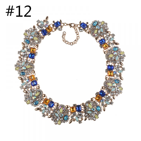Krystal Rhinestone Statement Halskæde, Vintage Chunky Kæde