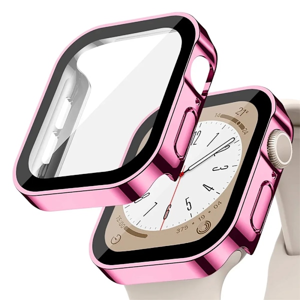 Glasskjermbeskytter for Apple Watch Fall Series 8 7 6 5 4 Se 44Mm 40Mm 41Mm 45Mm Rett kant Skjermbeskytter Apple Watch Tilbehør Rose pink 16 Series 654 SE 40MM