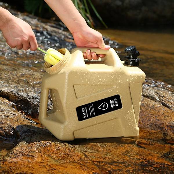12L Bärbar Campingvattenbehållare med Kran och BPA-Fri Design för Utomhus khaki
