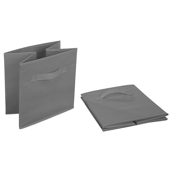 Foldable Fabric Storage Cube with Handles, 6-Pack, Solid Gray, 28x28x28 cm-max