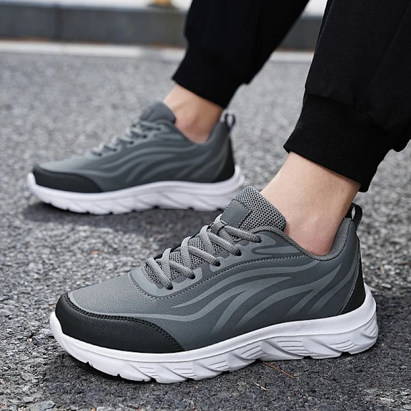 Herre Efterår Vandtætte Sneakers Mænd Casual Sportsko Anti-Skrid Slidstærk Løb Tennis Træner Herre Mode Case Sneakers 0Gray 44