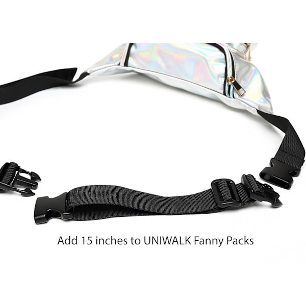 Fanny Pack Belteforlenger Justerbar Elastisk Stropp for Midjevesker, 2-pakning (Svart) Extender Belt - 1.5 inches