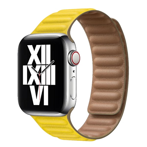 Læderrem til Apple Watch Band 45mm 41mm 44mm 40mm Original Magnetic Loop Link Armband iWatch Ultar2 49mm 9 8 7 6 SE 3 42mm Gul