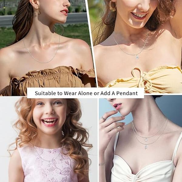 925 Sterling Silver kedja 1,1 mm kabelkedja Halsband Uppgraderat fjäderringspänne - italiensk halsbandskedja - tunn och robust 16/18/20/22/24 tum