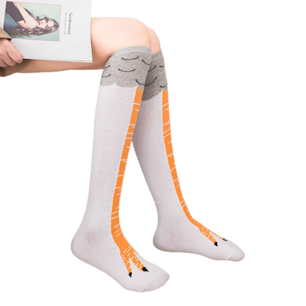 Julekyllingbensstrømper Lange 3D Cosplay Julestrømper hvit white Middle