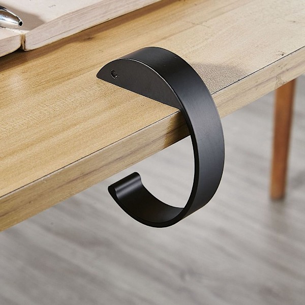2 st Bärbar Hängande Väskkrok Handväskhållare Multifunktionell Bordskrok black c-shaped