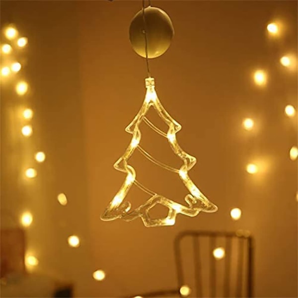 Julstjärne Fönsterlampor, 3-pack LED Hängande Julbelysning med Sugkoppar Christmas tree