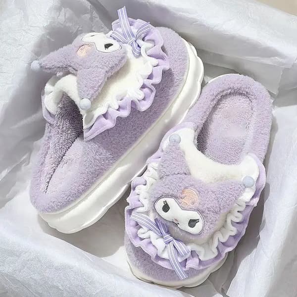 Bomulds damesko, fluffy hjemmesko, søde flade sko, fluffy gaver blå_max blue 38-39