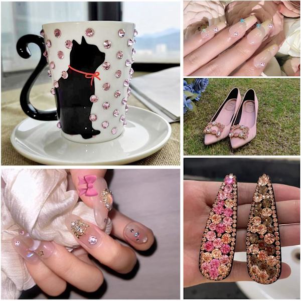 14400 stk. Lyse Rosafarvede Flade Rhinestones til Negle, SS6, 1,9-2,1 mm Lt.Rose/Lt.Pink SS6/14400pcs