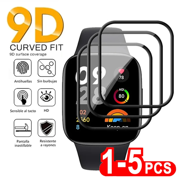 9D Fullt skärmskydd för Xiaomi Mi Watch Color Lite 2019Έx Smart Klocka Skyddsfilm för Redmi Klocka 2 3 Lite Active 1pcs Redmi Watch 3 Active