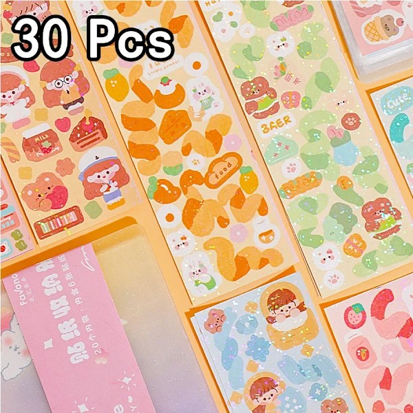 10-100 stk. Kawaii håndbog klistermærker tegneserie collage laser klistermærker DIY dekorative scrapbooking tidsskrifter brevpapir skole su påført 30 stk.